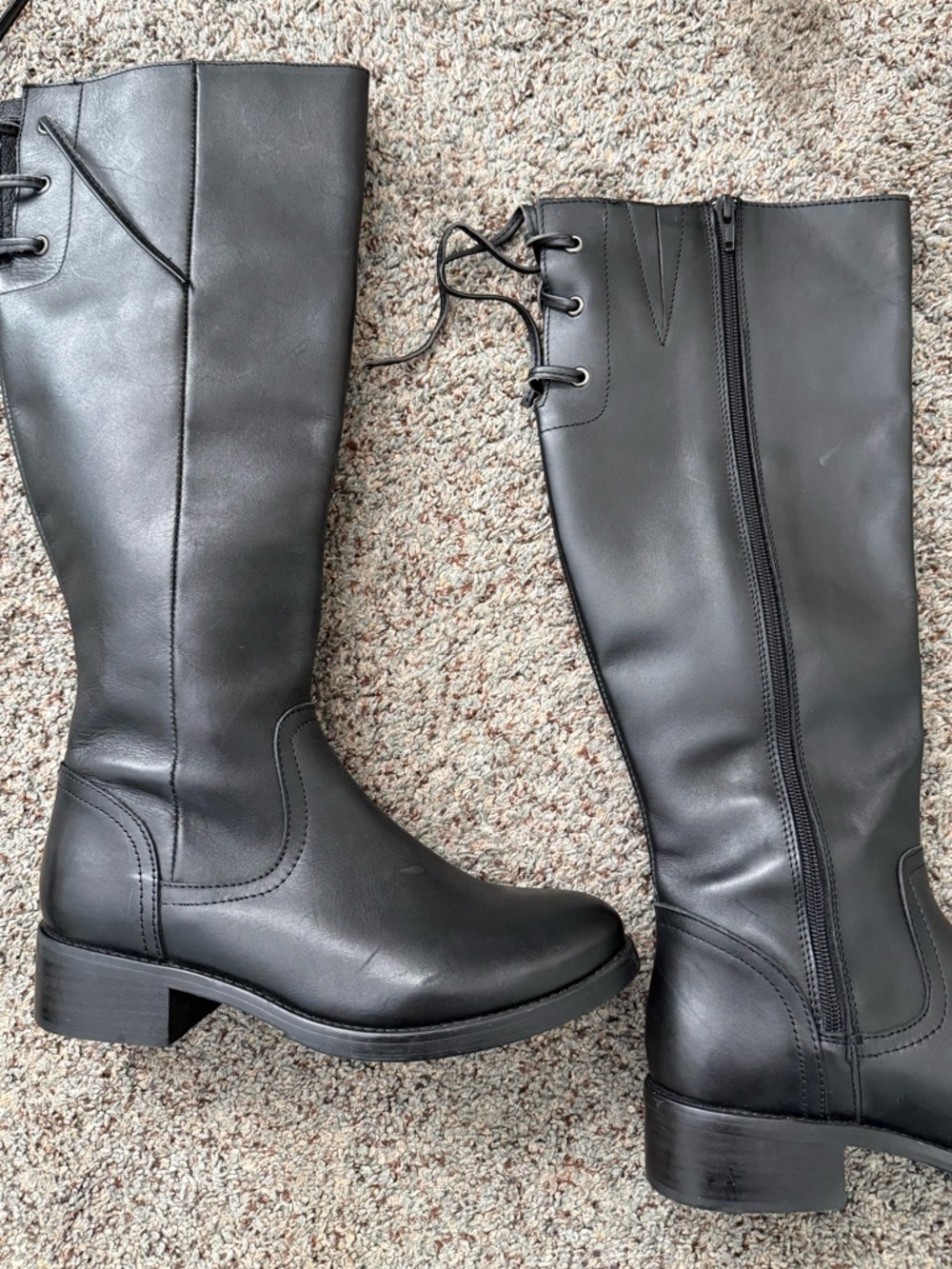 Steve Madden LOVER Tall Black Lace-Up Back Leather Riding Boots - Picture 7 of 16